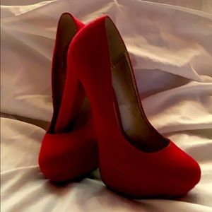 Red Suede Pumps
